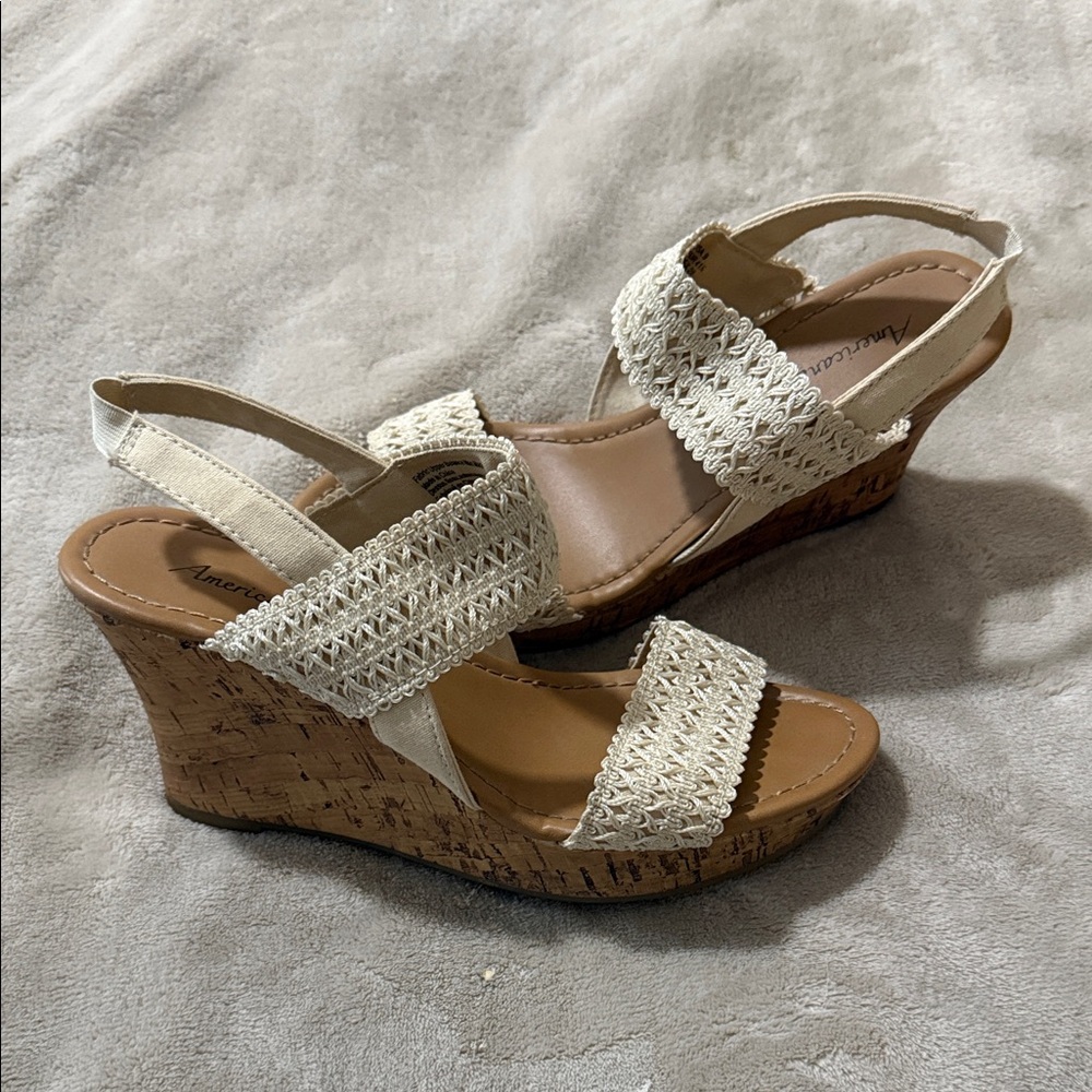 American Eagle by Payless Cream Woven Wedges